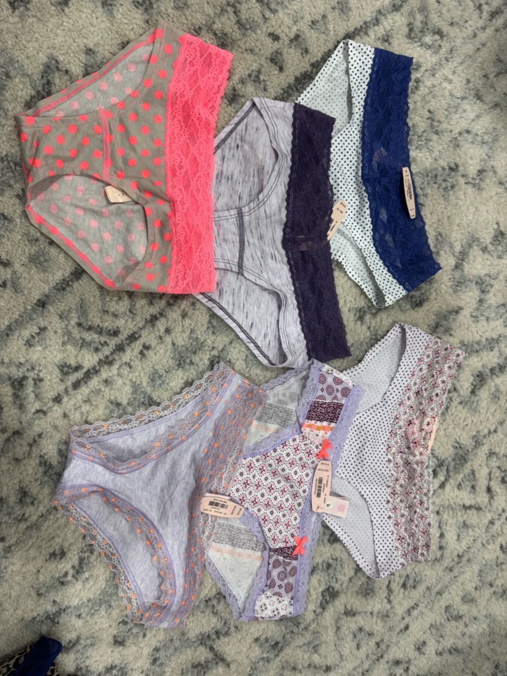 Victoria Secret Mixed Lace Trim Women's Hipster Panties - Assorted Colors